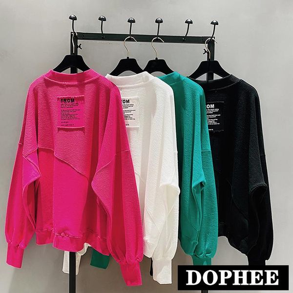 

women's hoodies & sweatshirts 2021 fashion crew neck large size loose sweatshirt casual pullover hoodie blank plain shirt hoody, Black