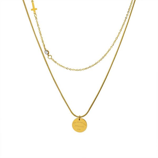 

chains panguya cross snake bone chain double layer wearing round brand clavicle necklace zircon titanium steel jewelry female necklaces, Silver