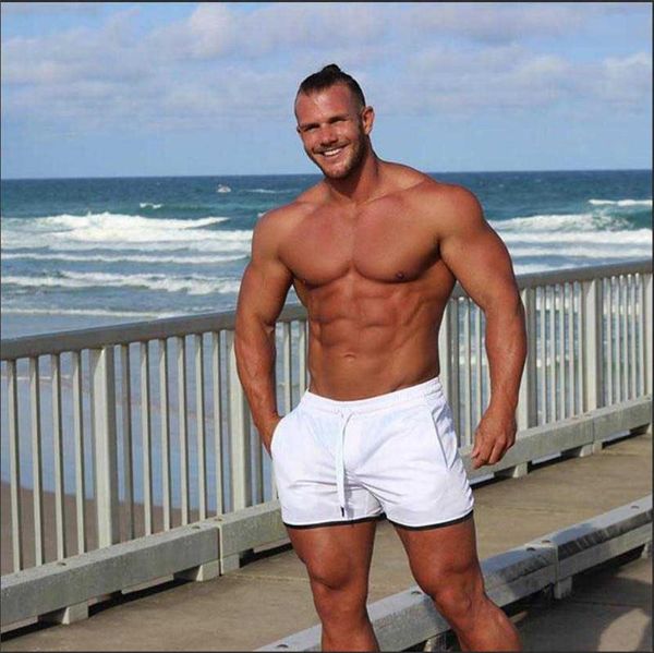 

running shorts men fitness bodybuilding man summer gyms workout male breathable mesh quick dry sportswear jogger short pants, Black;blue