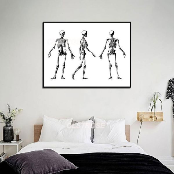 

paintings figure canvas painting wall art black human bone poster home decoration bedroom and living room frameless style
