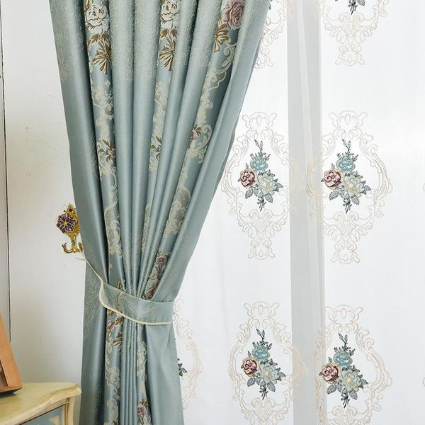 

style curtains for living dining room bedroom european luxury full blackout jacquard fabric curtain morden tulle & drapes