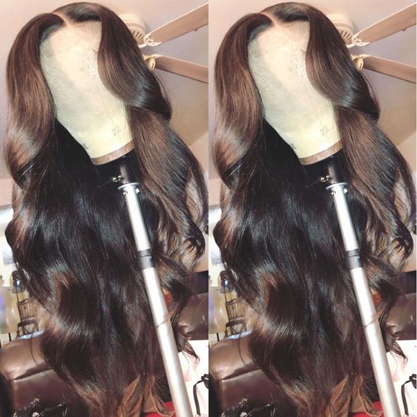 

lace wigs queen story body wave front human hair remy malaysia wig 150% density t part for women, Black;brown