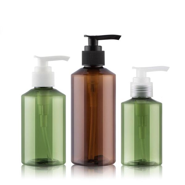

storage bottles & jars empty plastic bottle with lotion pump green/brown 24pcs 100ml 150ml 200ml 500ml, refillable containers for shampoo li