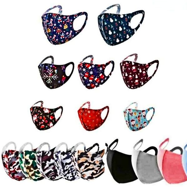 

in stock christmas designer face mask kid mask random print kid mouth mask dustproof ice silk field pink cover protective masks fy0032, Black