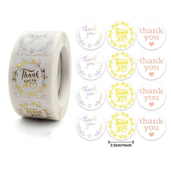 

gift wrap 500pcs/roll round thank you envelope seal tag stickers 1 inch wedding party candy bag box packaging label sticker