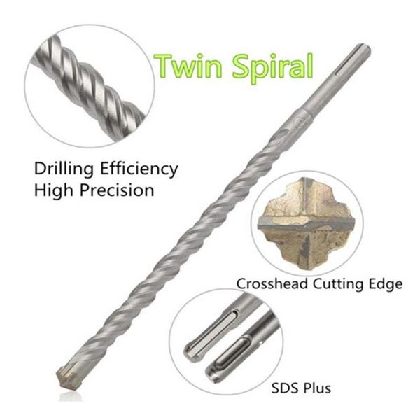 

hand tools 460mm 10mm sds plus crosshead twin spiral hammer drill bits woodwork twist round shank electric bit