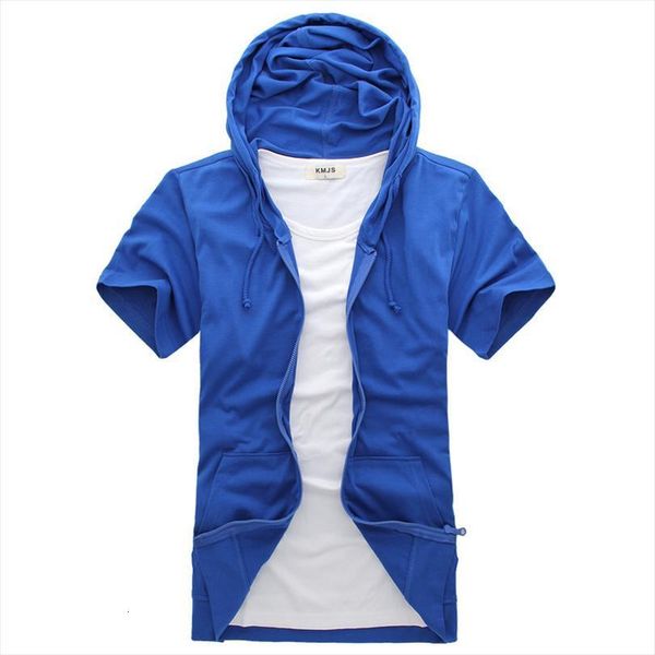 

short sleeve hoodie 10 men t shirts colors stylish casual shirt, summer solid zip cardigan top, White;black