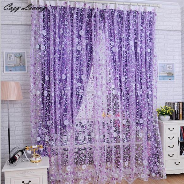 

curtain & drapes 2*1m 2021 print floral voile door sheer window curtains room divider elegant decoration hanging 30d5