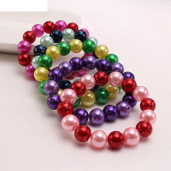 

girls bracelet jewelry childrens accessories pearl children beads sequin b7927, Red;brown