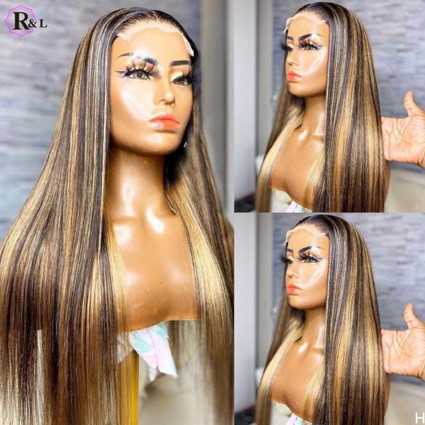 

lace wigs rulinda highlight straight ombre color 13x4 front human hair pre plucked brazilian remy for women, Black;brown
