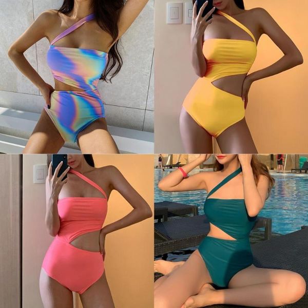 

one-piece suits bikini gradient polyester hollow swimsuit for vacation
