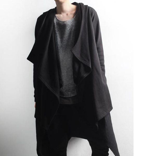 

men's hoodies & sweatshirts s-4xl autumn and winter trendy korean fashion layered big lapel hooded jacket mid-length cardigan shirt clo, Black