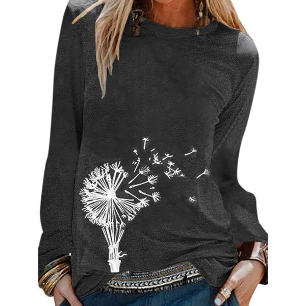 

women's t-shirt vicabo floral printed tee shirts women solid long sleeve o-neck casual slim ladies tshirt plus size, White