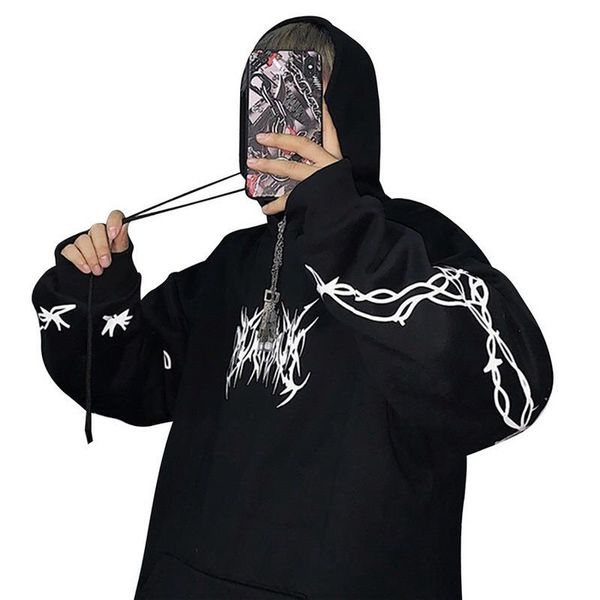 

men's hoodies & sweatshirts oversized harajuku hoodie streetwear plus size winter clothes sweatshirt women korean style print long sle, Black
