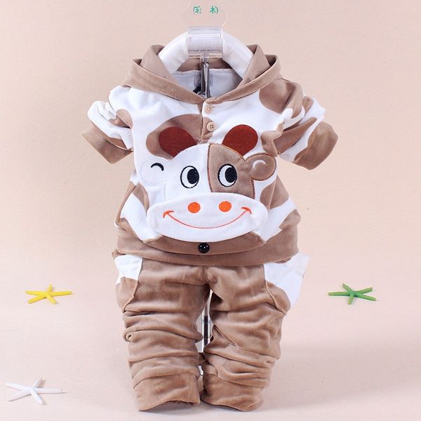 

winter 2pcs baby girl cow clothing set children boy sport suit newborn long sleeve cotton fleece tracksuit kids clothes, Camo