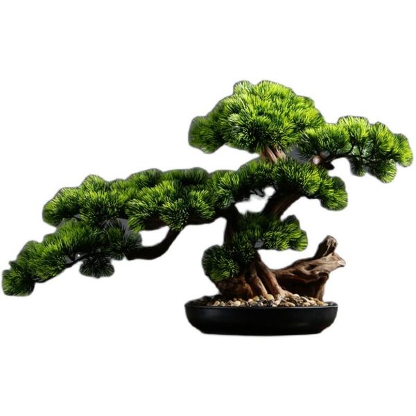 

decorative objects & figurines zq artificial greeting pine guest bonsai office decoration chinese green plant hall hallway decorations el