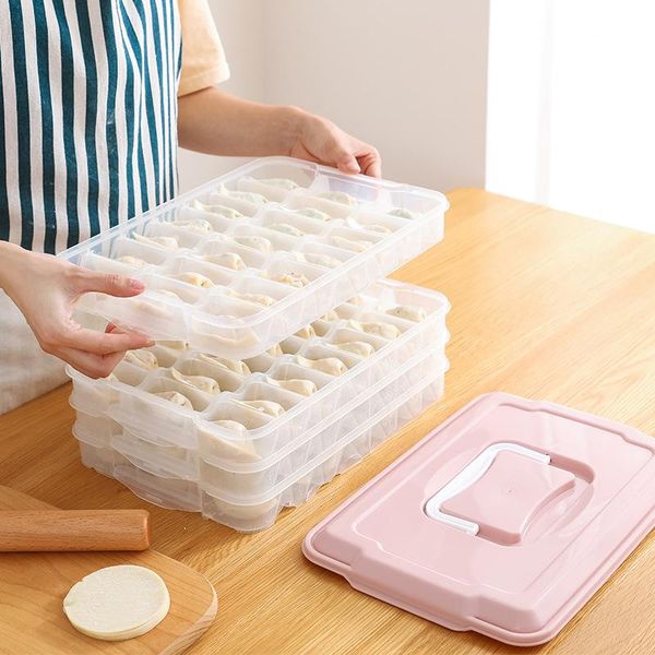 

storage bottles & jars 2 /3/4layer dumpling box refrigerator container no divide kitchen transparent with cover plastic case mx621113