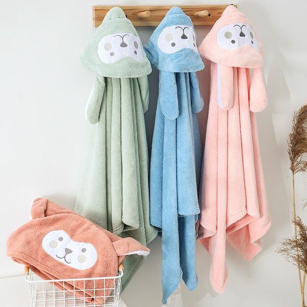 

towel children bathrobe cute animal cartoon long-eared hooded baby toddler blanket winter warm comfortable kids bath
