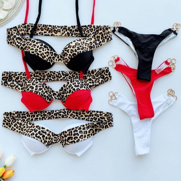 

animal print leopard bikini push up swimsuit women bathing swimwear set thong wear beach brazilian e1h4 two-piece suits