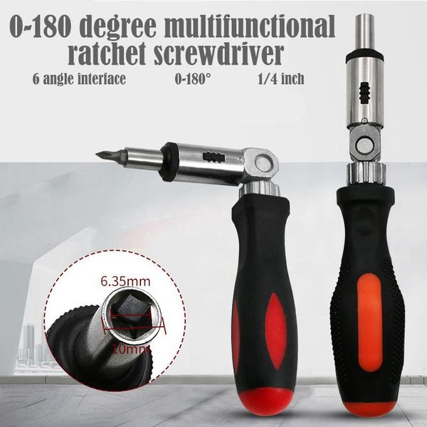 

degree adjustable ratchet screwdriver 1/4 inch hex wrench sockets hand tools