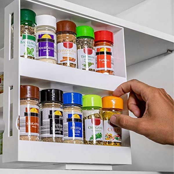 

Doube ayer Muti-Function Storage Rack Rotating Kitchen Organizer Seasoning Spice Jar Hoder