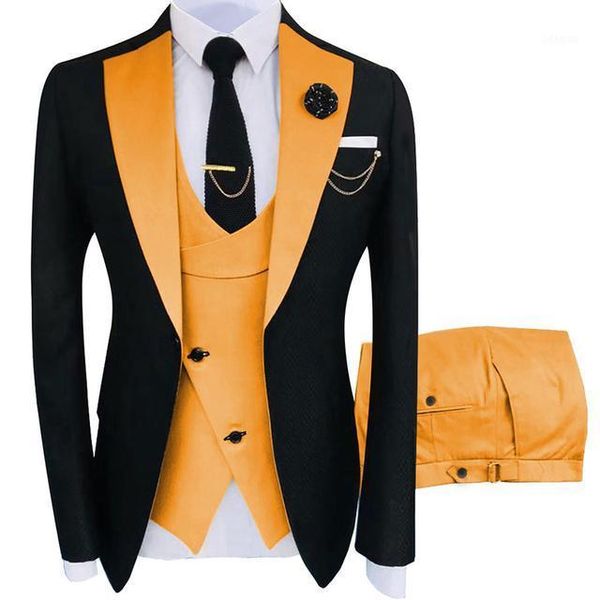 

men's suits & blazers costume homme clothing luxury party stage suit groomsmen regular fit tuxedo 3 pieces set blazer jacket pants vest, White;black