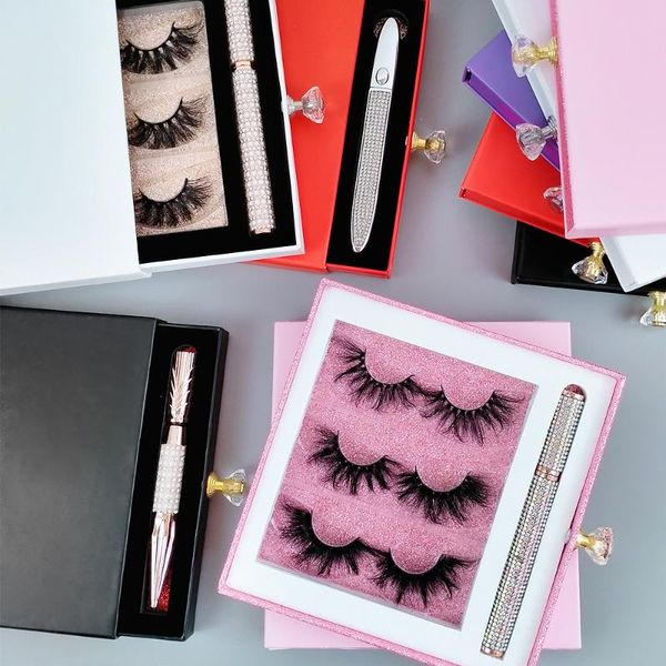 

false eyelashes eyelash packaging box lashwood with tray fit eyeliner glue fluffy 25mm mink lashes package custom logo