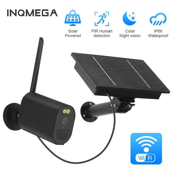

cameras inqmega outdoor solar security camera 1080p wireless wifi panel rechargeable battery pir motion alarm