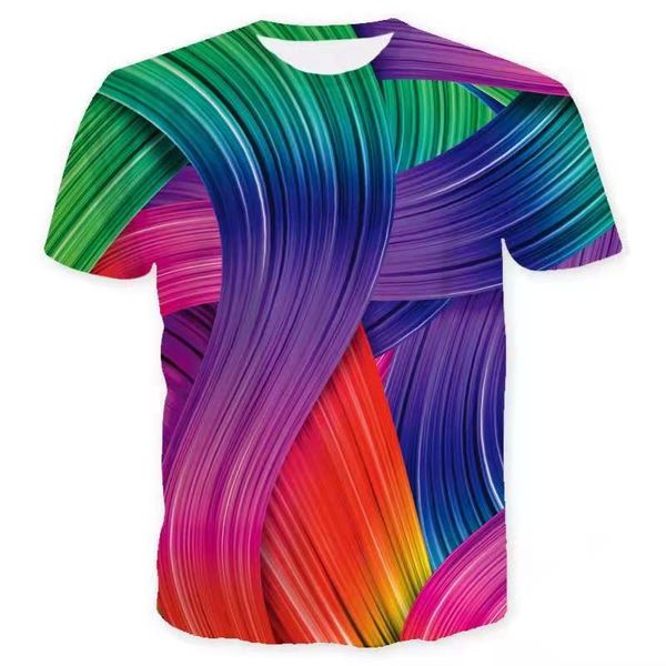 

rainbow art men's 3d printed t-shirt visual impact party streetwear punk gothic round neck american muscle style short sleeve, White;black