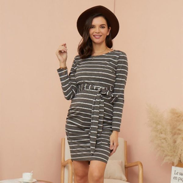 

maternity dresses fashion pregnant mother dress women high waist loose autumn winter skirt pregnancy clothes for knit sweater, White