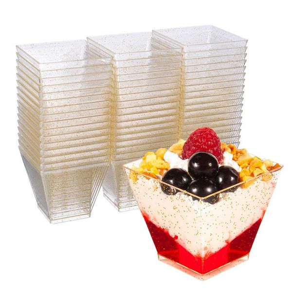 

disposable cups & straws 10pcs hard plastic mousses dessert cup parfait appetizer small reusable serving bowl for tasting party