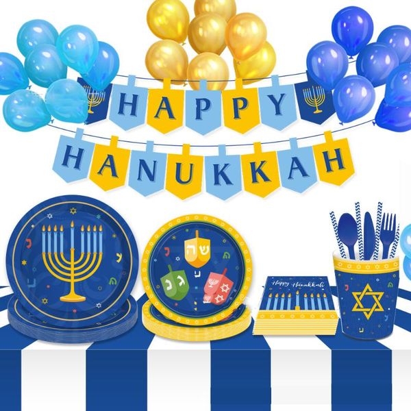 

disposable dinnerware hanukkah party supplies chanukah tableware set plates napkins cup for happy decorations jewish favor