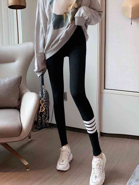 

grey leggings spring and autumn womens elastic pants, Black