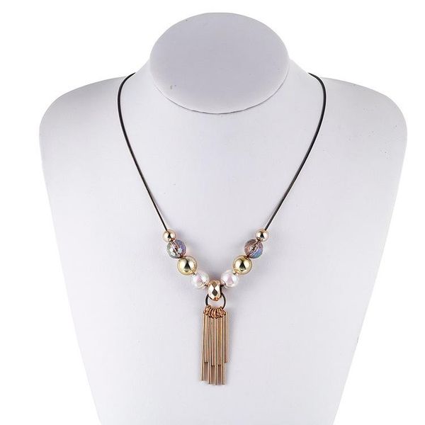 

pendant necklaces fashion fringe necklace for women crystal beads accessories sweater chain choker party gift jewelry charms, Silver