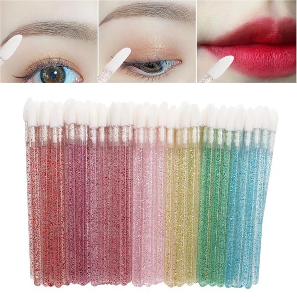 

50pcs/set crystal lip brushes disposable eyebrow eyelash brush mascara applicator lipstick concealer makeup beauty tools