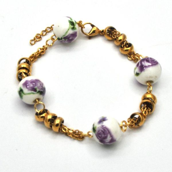 

stainless steel chinese style gold chain bracelet retro for women link,, Black