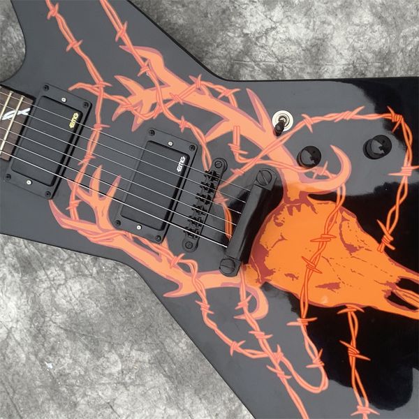 

electric guitar, james hetfield elk skull, quality guitar
