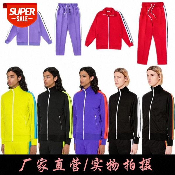 

angel trousers rainbow striped jacket letter suit sports cardigan school uniform men's and women's casual pants #li3l, Black;brown