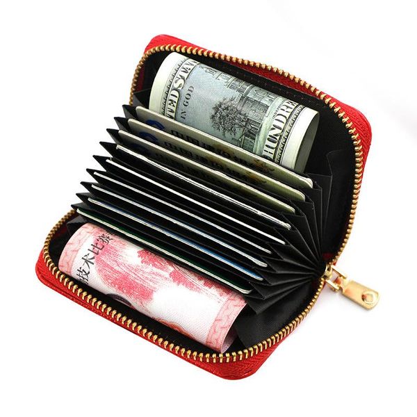 

card holders men/women mini id business holder pu leather slim bank case organizer wallet zipper unisex, Brown;gray