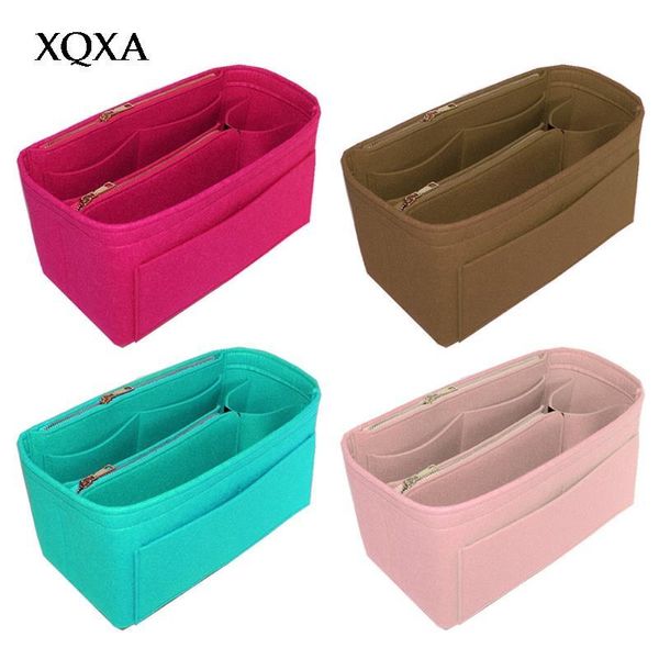 

cosmetic bags & cases purse organizer insert felt bag with zipper handbag tote shaper multi pockets large storage