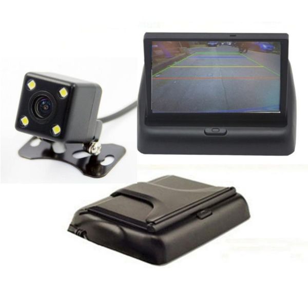 

car rear view cameras& parking sensors auto assistance led night vision ccd camera with 4.3 inch color lcd video foldable monitor
