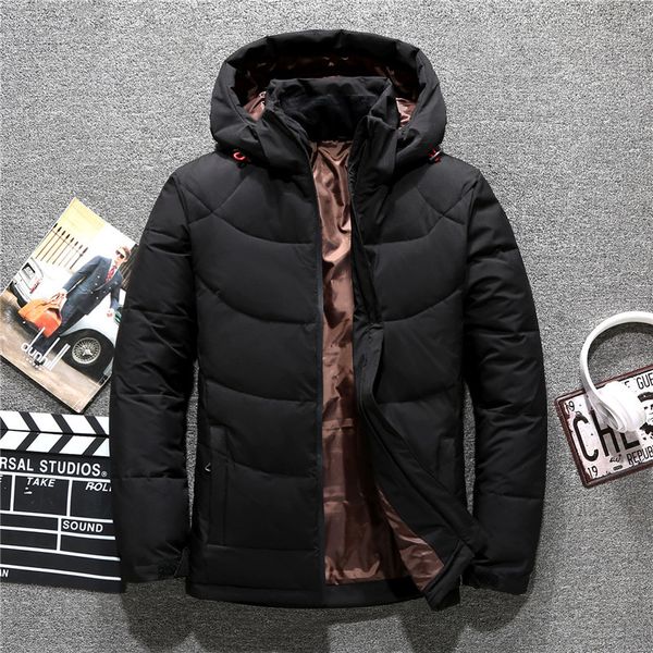 

2019 winter white duck down coat man windbreakers keep warm men's jacket snow overcoats parka male, Black