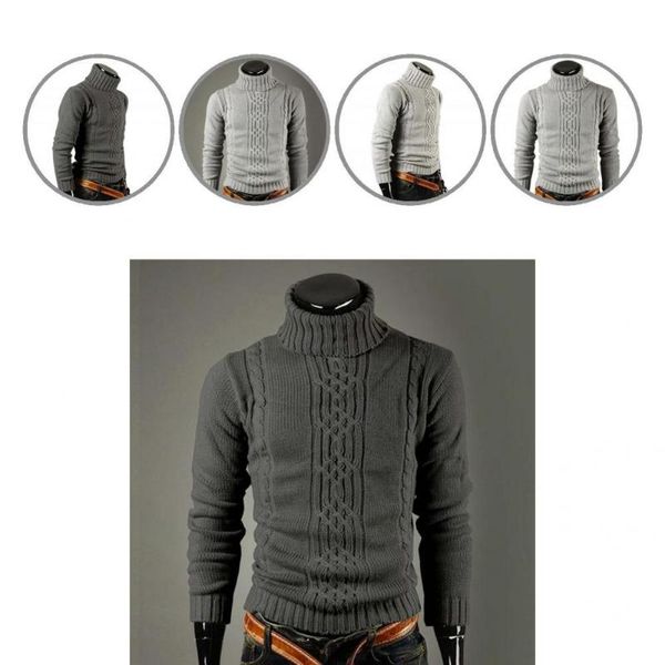 

men's sweaters 4 colors skinny men anti-wrinkle knitted sweater winter clothing turtleneck daily wear, White;black