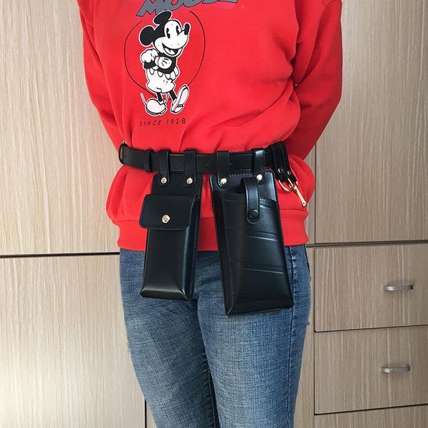 

hip hop women belt bag streetwear funny pack pu leather crossbody tactical chest bags mobile phone waist female purse