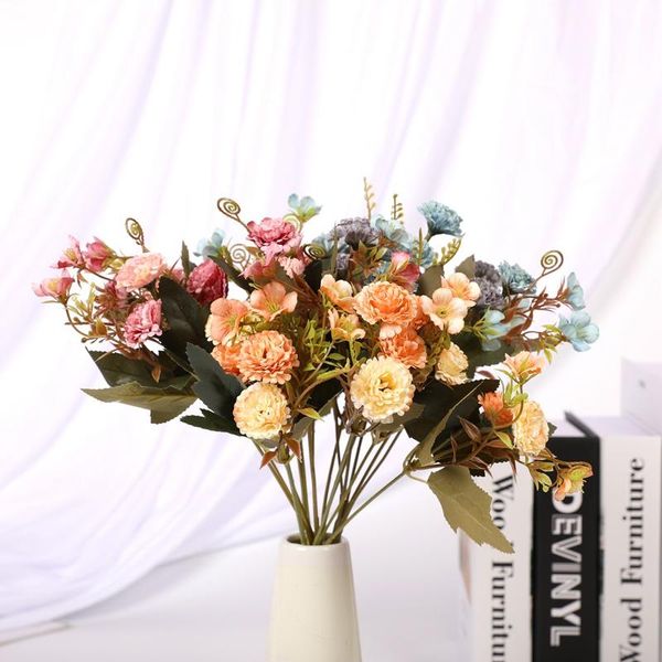 Ghirlande di fiori decorativi 1 fascio di fiori artificiali piccoli chiodi di garofano garofani bouquet da sposa decorazioni per la casa decorazione pografica fatta a mano