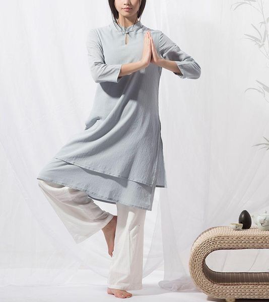 

women's tracksuits cotton&linen women spring&summer yoga suits tai chi martial arts clothing lay meditation uniforms nal3, Gray