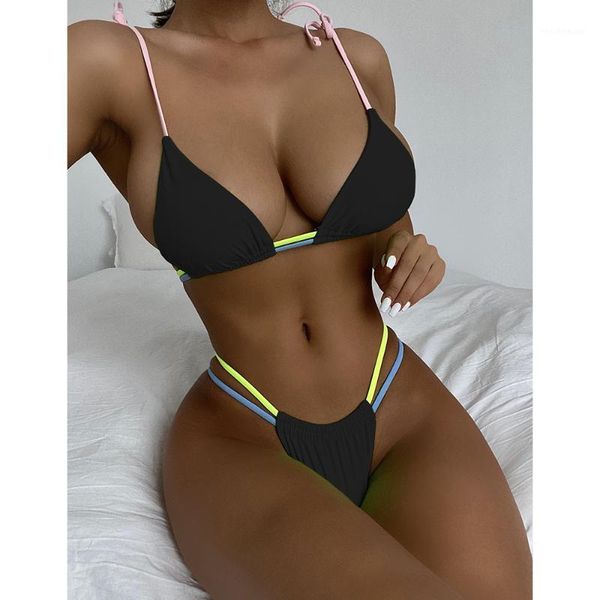 

women's swimwear strappy bandage bikini women 2021 swimsuit female two pieces set brazilian bathing suit beachwear swim lady, White;black