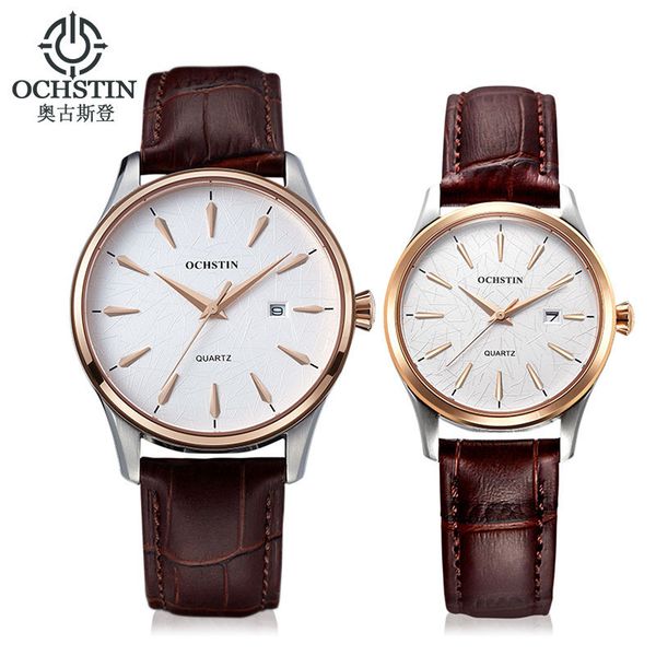 

ochstin / augustine watch men's casual and wo strap lovers' water quartz, Slivery;brown