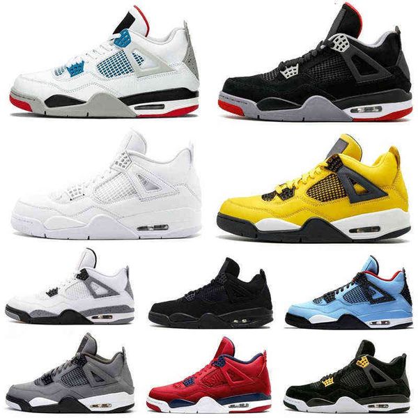 

mens womens basketball shoes 4s white cement pure money 4 men women bred royalty game royal fiba unc sports sneakers