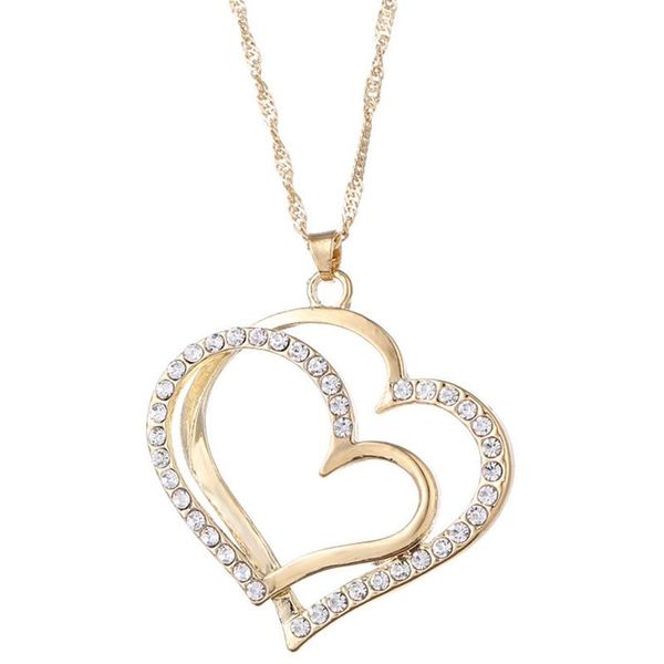 

pendant necklaces yeyulin fashion heart pendants necklace crystal charms metal chain for women gold silver color wedding gift jewelry